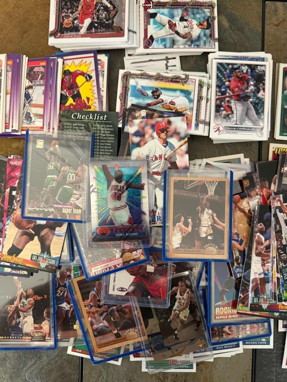 Sports Trading Card Collection 200+ Multi-Color Baseball, Basketball, NHL,NFL